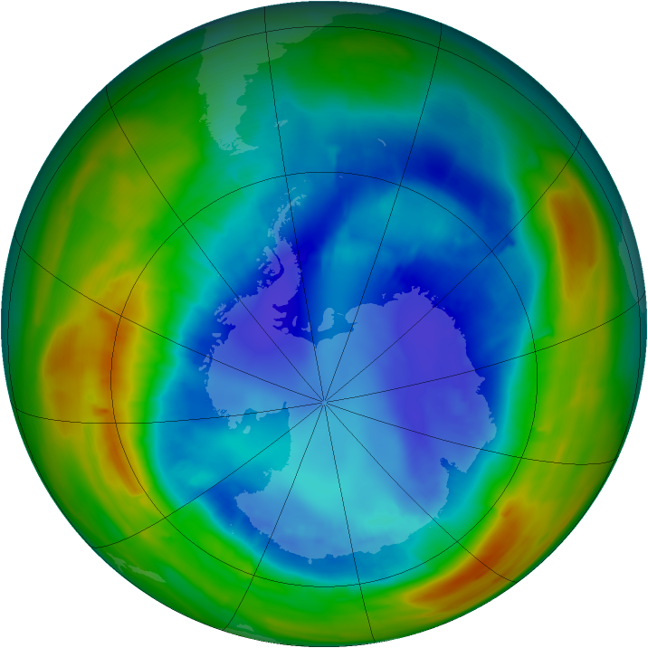 Antarctic ozone map for 27 August 2014